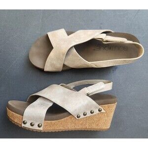 Boutique By Corkys Theresa  Women's 8 Wedge Slingback Sandal Man Made Vegan
